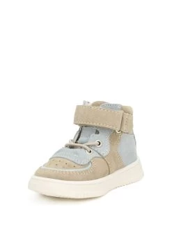 Leder-Sneakers In Beige/ Hellblau -Modeschuh Geschäft bartek leder sneakers in beige hellblau 2