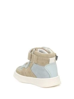 Leder-Sneakers In Beige/ Hellblau -Modeschuh Geschäft bartek leder sneakers in beige hellblau 4