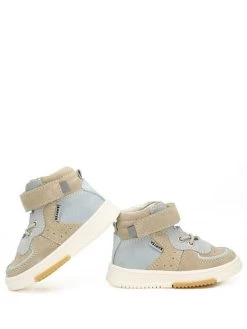 Leder-Sneakers In Beige/ Hellblau -Modeschuh Geschäft bartek leder sneakers in beige hellblau 5