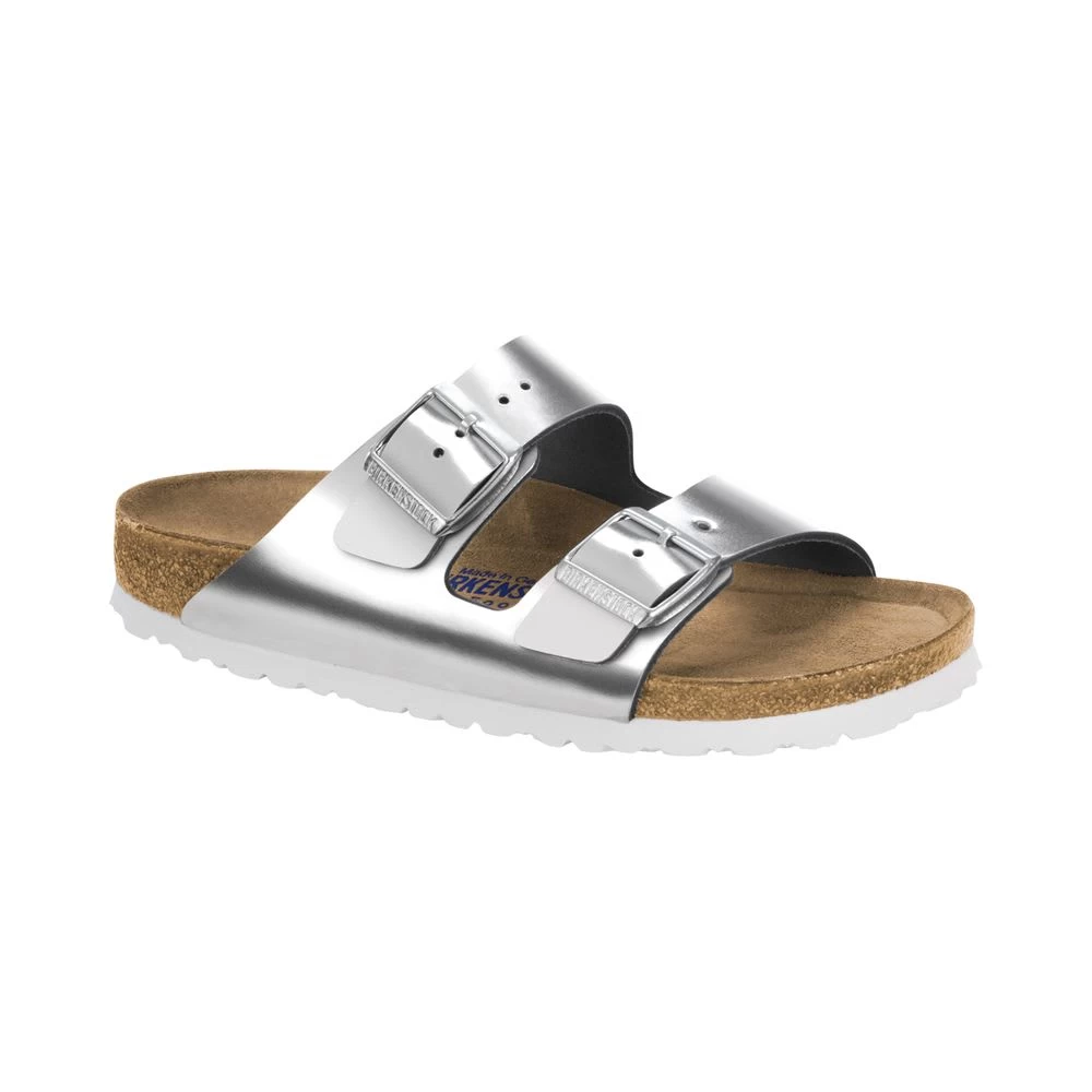 Birkenstock Pantoletten Arizona Weichbettung Naturleder In Silber