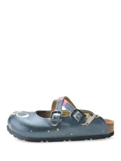 Clogs In Silber/ Blau/ Bunt -Modeschuh Geschäft calceo clogs in silber blau bunt 1