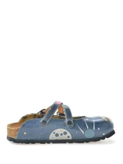 Clogs In Silber/ Blau/ Bunt -Modeschuh Geschäft calceo clogs in silber blau bunt 2