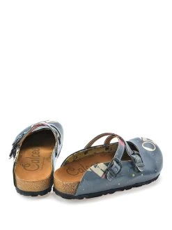 Clogs In Silber/ Blau/ Bunt -Modeschuh Geschäft calceo clogs in silber blau bunt 4