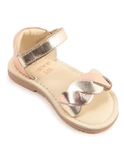 Leder-Sandalen In Gold