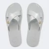 Pantoletten "Original Cross Metallic 2" In Hellgrau/ Silber -Modeschuh Geschäft flip flop pantoletten original cross metallic 2 in hellgrau silber