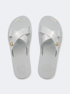 Pantoletten "Original Cross Metallic 2" In Hellgrau/ Silber
