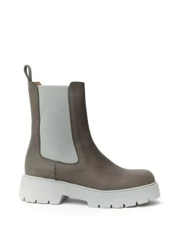 Leder-Boots In Grau