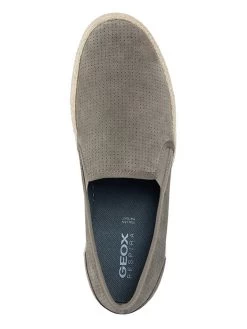 Geox Leder-Slipper "Upantelleria" In Grau -Modeschuh Geschäft geox leder slipper upantelleria in grau 4
