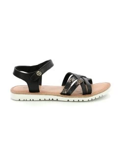 Kickers Leder-Sandalen "Betternew" In Schwarz/ Gold