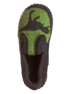 Hausschuhe "Bobby - Dino" In Grün/ Anthrazit -Modeschuh Geschäft kitz pichler hausschuhe bobby dino in grun anthrazit 2