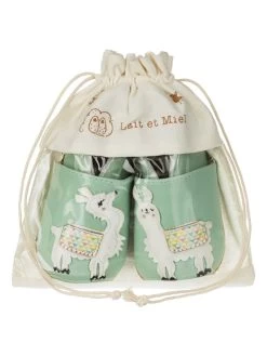 Leder-Krabbelschuhe "Lama" In Grün -Modeschuh Geschäft lait et miel leder krabbelschuhe lama in grun 3