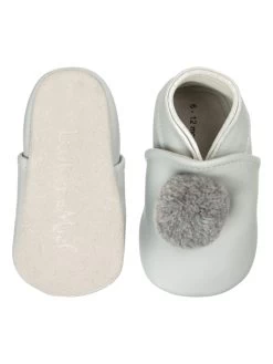 Leder-Krabbelschuhe "Pompons" In Grau -Modeschuh Geschäft lait et miel leder krabbelschuhe pompons in grau 2