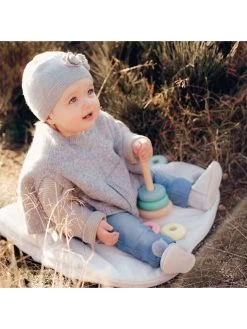 Leder-Krabbelschuhe "Pompons" In Grau -Modeschuh Geschäft lait et miel leder krabbelschuhe pompons in grau 5