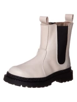 Leder-Chelsea-Boots In Weiß -Modeschuh Geschäft lamino leder chelsea boots in weiss 2