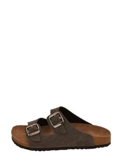 Pantoletten In Grau/ Braun -Modeschuh Geschäft moosefield pantoletten in grau braun 1