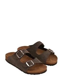 Pantoletten In Grau/ Braun -Modeschuh Geschäft moosefield pantoletten in grau braun 2