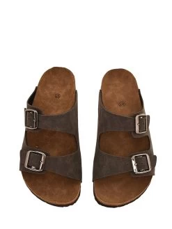 Pantoletten In Grau/ Braun -Modeschuh Geschäft moosefield pantoletten in grau braun 4