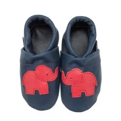 Hausschuhe / Lederpuschen Mit Elefant In Blau / Rot -Modeschuh Geschäft pantau its a small world hausschuhe lederpuschen mit elefant in blau rot 2