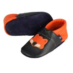 Hausschuhe / Lederpuschen Mit Fuchs In Blau / Orange -Modeschuh Geschäft pantau its a small world hausschuhe lederpuschen mit fuchs in blau orange 2