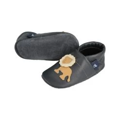 Hausschuhe / Lederpuschen Mit Löwe In Blau / Apricot -Modeschuh Geschäft pantau its a small world hausschuhe lederpuschen mit lowe in blau apricot 2