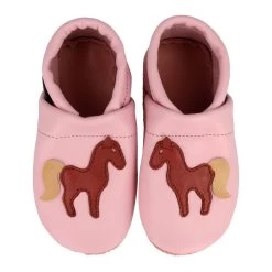 Hausschuhe / Lederpuschen Mit Pferd In Rosa / Braun -Modeschuh Geschäft pantau its a small world hausschuhe lederpuschen mit pferd in rosa braun 2