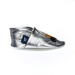 Hausschuhe / Lederpuschen Mit Traktor In Silber / Gelb -Modeschuh Geschäft pantau its a small world hausschuhe lederpuschen mit traktor in silber gelb 3