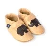 Krabbelschuhe / Lederpuschen Mit Elefant In Apricot / Dunkelbraun