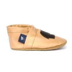 Krabbelschuhe / Lederpuschen Mit Elefant In Apricot / Dunkelbraun -Modeschuh Geschäft pantau its a small world krabbelschuhe lederpuschen mit elefant in apricot dunkelbraun 3