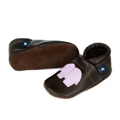 Krabbelschuhe / Lederpuschen Mit Elefant In Dunkelbraun / Lila -Modeschuh Geschäft pantau its a small world krabbelschuhe lederpuschen mit elefant in dunkelbraun lila 2