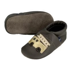 Krabbelschuhe / Lederpuschen Mit Feuerwehr In Grau / Gold -Modeschuh Geschäft pantau its a small world krabbelschuhe lederpuschen mit feuerwehr in grau gold 2