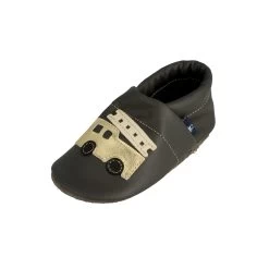 Krabbelschuhe / Lederpuschen Mit Feuerwehr In Grau / Gold -Modeschuh Geschäft pantau its a small world krabbelschuhe lederpuschen mit feuerwehr in grau gold 3