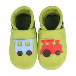 Krabbelschuhe / Lederpuschen Mit Lokomotive In Apfelgrün / Rot -Modeschuh Geschäft pantau its a small world krabbelschuhe lederpuschen mit lokomotive in apfelgrun rot 1