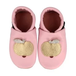 Lauflernschuhe / Lederpuschen Mit Apfel In Rosa / Gold -Modeschuh Geschäft pantau its a small world lauflernschuhe lederpuschen mit apfel in rosa gold 2