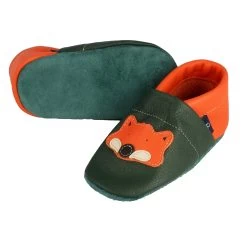 Lauflernschuhe / Lederpuschen Mit Fuchs In Grün / Orange -Modeschuh Geschäft pantau its a small world lauflernschuhe lederpuschen mit fuchs in grun orange 2
