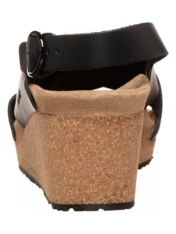 Leder-Keilsandaletten "Samira Ring-Buckle" In Schwarz - Weite S -Modeschuh Geschäft papillio leder keilsandaletten samira ring buckle in schwarz weite s 2