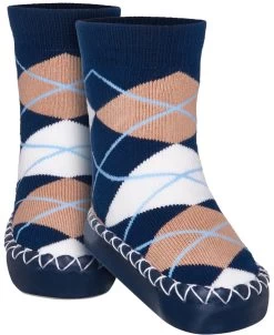 Playshoes Hüttenschuh Karo In Marine -Modeschuh Geschäft playshoes huttenschuh karo in marine 2