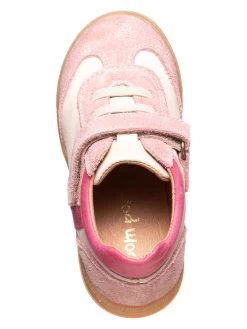 Pom Pom Leder-Sneakers In Rosa/ Weiß -Modeschuh Geschäft pom pom leder sneakers in rosa weiss 3