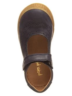 Pom Pom Leder-Spangenballerinas In Dunkelblau -Modeschuh Geschäft pom pom leder spangenballerinas in dunkelblau 3