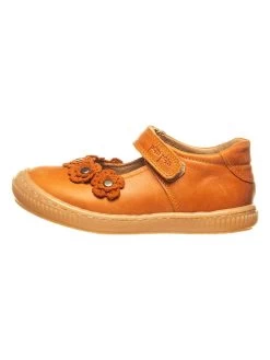 Pom Pom Leder-Spangenballerinas In Orange