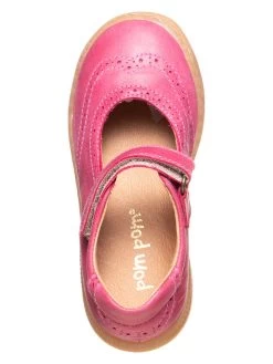 Pom Pom Leder-Spangenballerinas In Pink -Modeschuh Geschäft pom pom leder spangenballerinas in pink 3