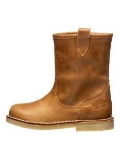 Pom Pom Leder-Winterboots In Camel