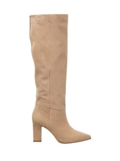 Leder-Stiefel In Beige