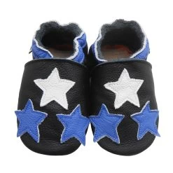 Leder-Krabbelschuhe "3 Sterne" In Schwarz -Modeschuh Geschäft yalion leder krabbelschuhe 3 sterne in schwarz 1