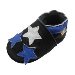 Leder-Krabbelschuhe "3 Sterne" In Schwarz -Modeschuh Geschäft yalion leder krabbelschuhe 3 sterne in schwarz 2