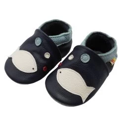 Leder-Krabbelschuhe "Fisch" In Dunkelblau -Modeschuh Geschäft yalion leder krabbelschuhe fisch in dunkelblau 1