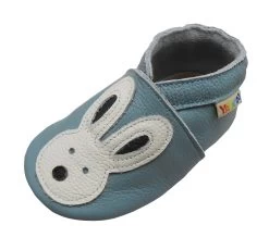 Leder-Krabbelschuhe "Hase" In Blau -Modeschuh Geschäft yalion leder krabbelschuhe hase in blau 2